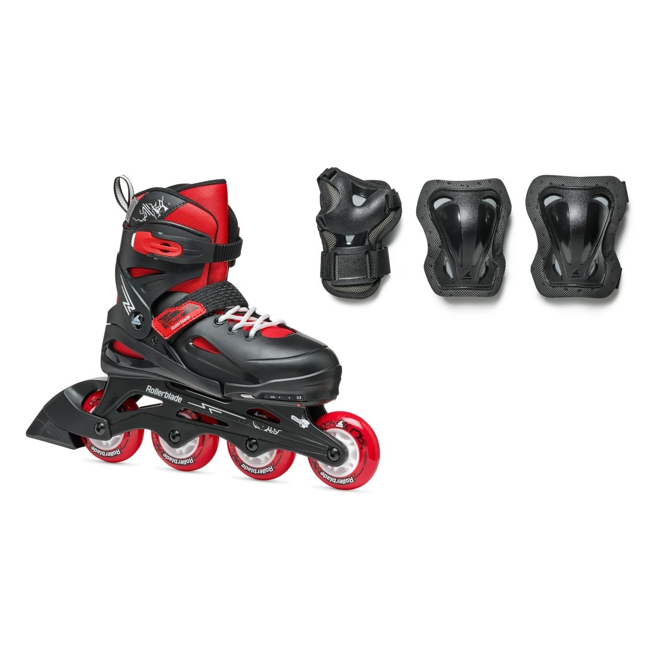 Rollerblade Fury Combo Adjustable Kids Skates - Black/Red 3 Rollerblade Fury Combo Adjustable Kids Skates - Black/Red