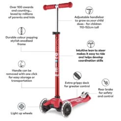 Maxi Micro Deluxe LED Scooter - Red -Skateboard Series 9jAqmKXo