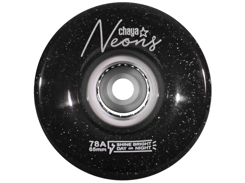 Chaya Neons LED Light Up Roller Skate Wheels Black 65mm 78a - 4 Pack 3 Chaya Neons LED Light Up Roller Skate Wheels Black 65mm 78a - 4 Pack