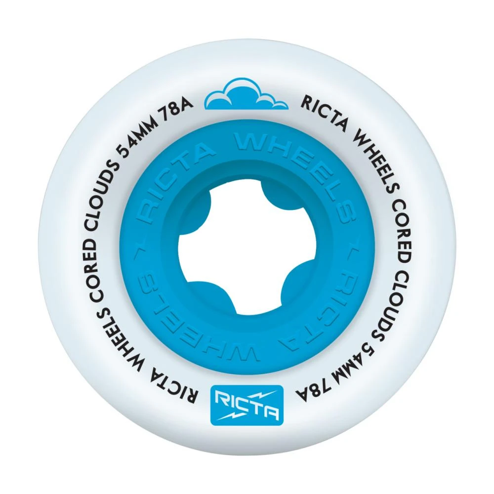 Ricta Cored Clouds Blue Skateboard Wheels - 54mm 78a 3 Ricta Cored Clouds Blue Skateboard Wheels - 54mm 78a