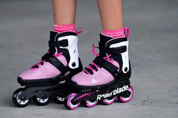 Rollerblade Microblade Adjustable Kids Skates Combo Pack - Pink/White 4 Rollerblade Microblade Adjustable Kids Skates Combo Pack - Pink/White - Image 2