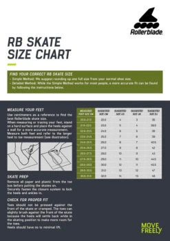 Rollerblade RB Cruiser Inline Skates - Black/Neon Yellow -Skateboard Series rollerblade size chart