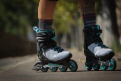 Rollerblade Zetrablade Elite Womens Skates - Black/Powder Blue 9 Rollerblade Zetrablade Elite Womens Skates - Black/Powder Blue -Skateboard Series rollerblade zetrablade elite womens skates black powder blue lifestyle