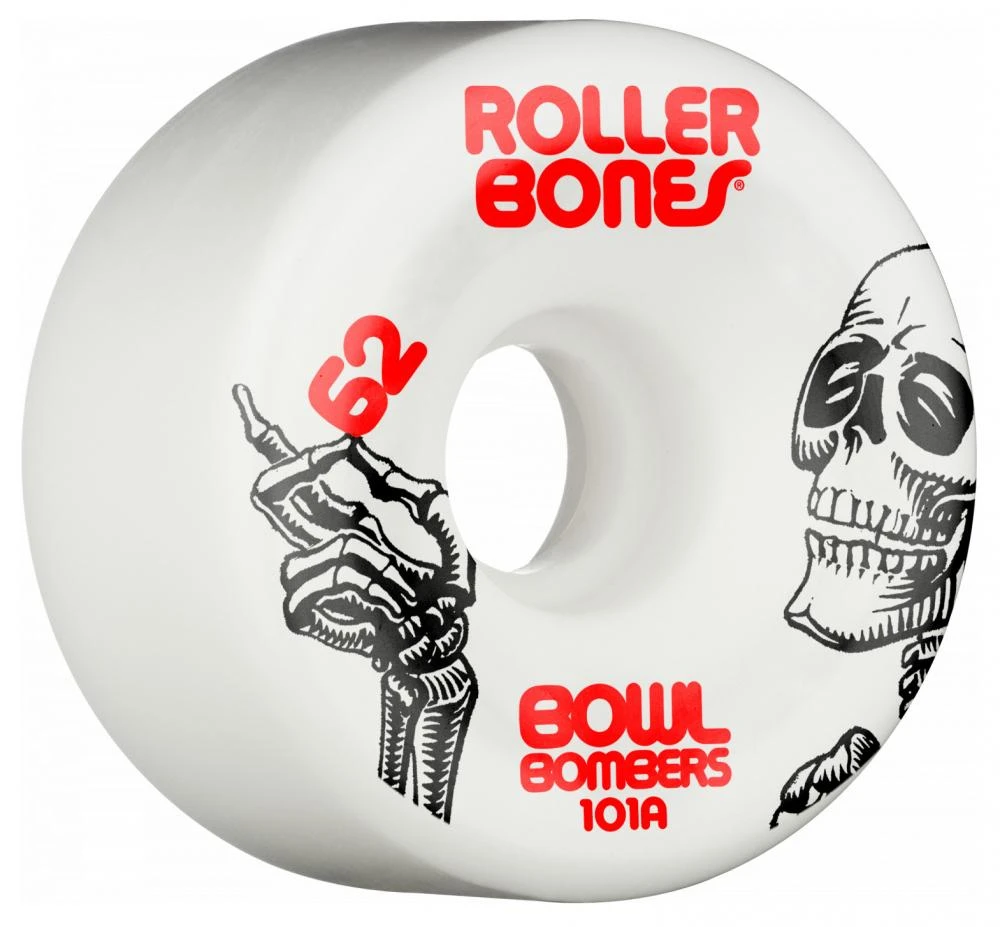 Rollerbones Bowl Bomber Wheels White 62mm 101a - Set Of 8 3 Rollerbones Bowl Bomber Wheels White 62mm 101a - Set Of 8